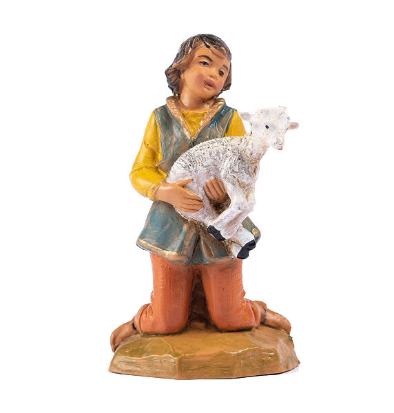 Ragazzo In Ginocchio Con Capra Per Presepe 706 12 Cm