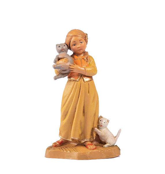 Bimba Con Gatto Per Presepe 132 12 Cm