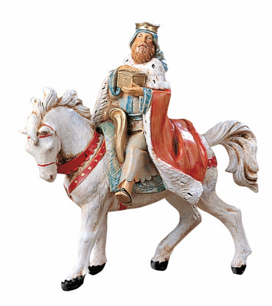 Re Bianco A Cavallo Per Presepe 12 Cm