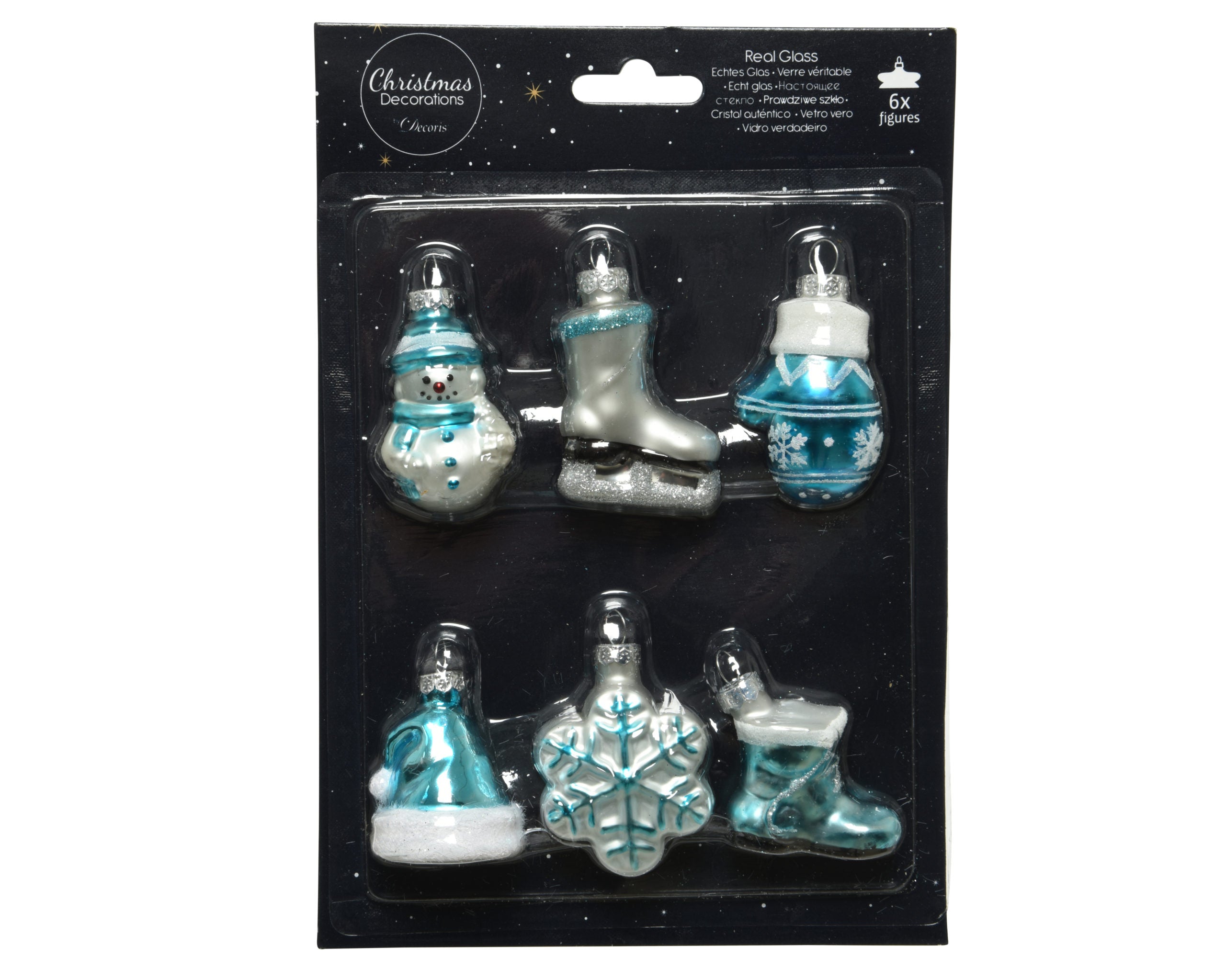 Set Ornamenti Vetro 3x6 cm Tiffany decorazioni natalizie in vetro soffiato con 6 pezzi assortiti - DeMatteis.it