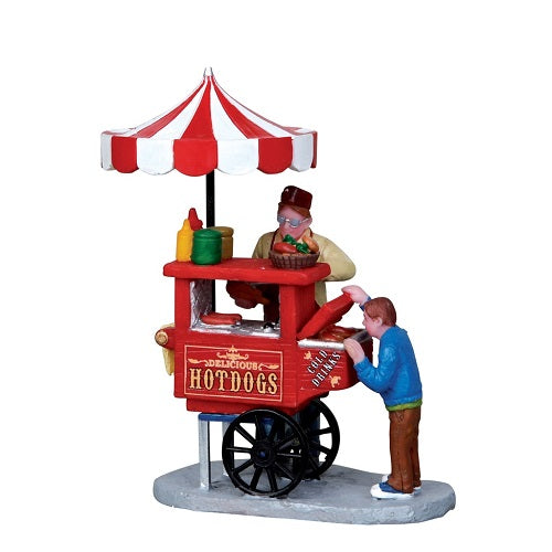 Hot Dog Cart Lemax miniatura decorativa per villaggio natalizio con personaggi e carretto ambulante - DeMatteis.it
