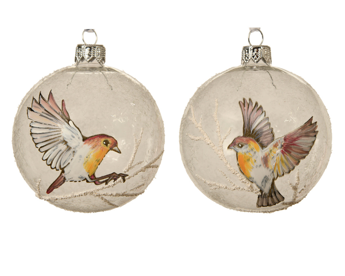 Sfera D 8 Cn Decoro Uccello Arancio pallina natalizia decorativa per albero di Natale - DeMatteis.it