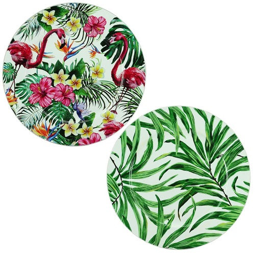 Piatto Fenicotteri E Foglie D 33 Cm