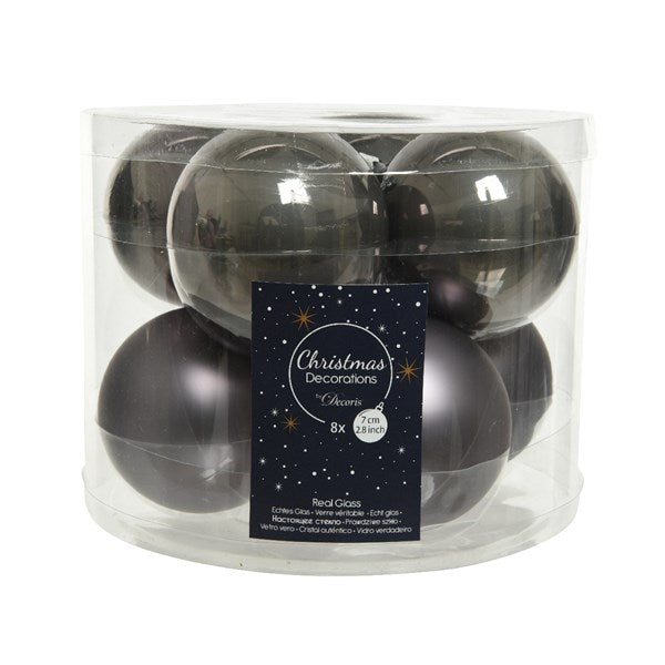 Box 8 Palline di Natale in vetro diametro 7 cm warm grey per decorazioni natalizie - DeMatteis.it