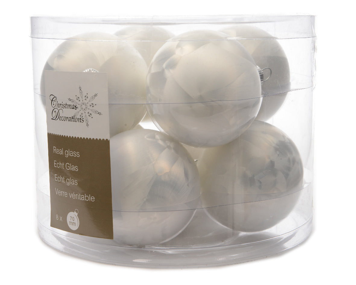 Box 8 Palline di Natale in vetro diametro 7 cm per decorazioni natalizie - DeMatteis.it
