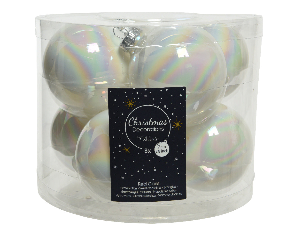 Box 8 palline di Natale in vetro diametro 7 cm per decorazioni natalizie - DeMatteis.it