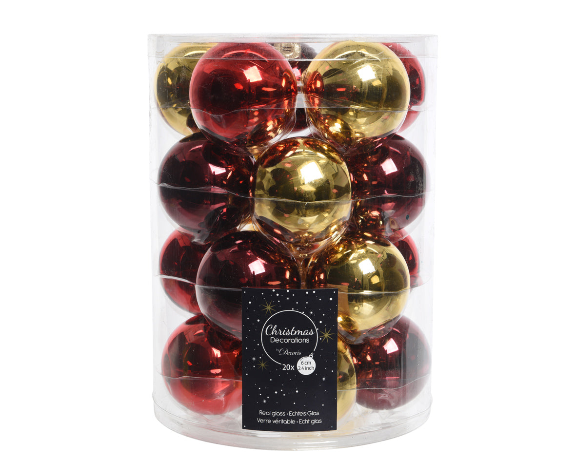 Box 20 sfere natalizie in vetro diametro 6 cm per decorazioni Christmas Decorations - DeMatteis.it