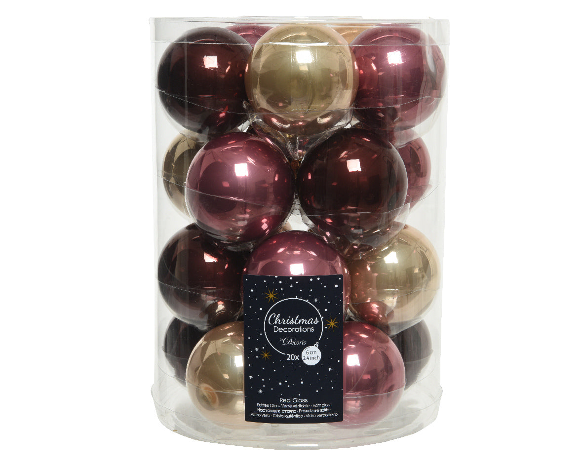 Box 20 Palle Di Natale Vetro diametro 6 cm per decorazioni natalizie in confezione trasparente - DeMatteis.it