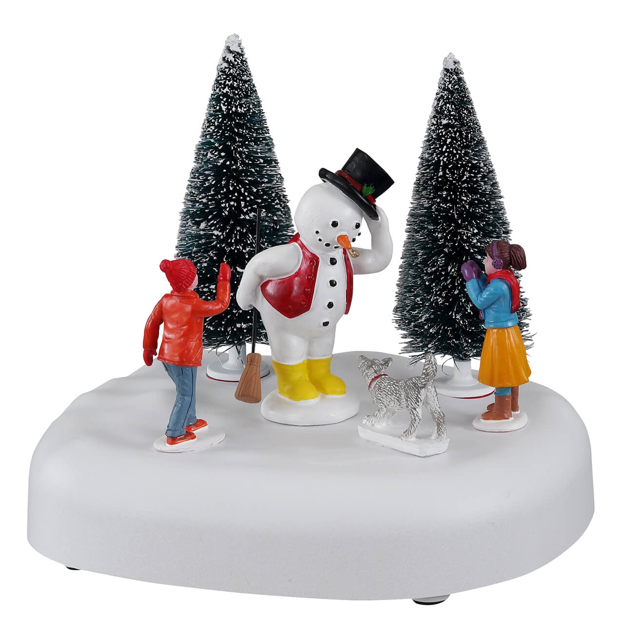 Frosty Says Hi Lemax figurina decorativa per villaggio natalizio con pupazzo di neve e bambini - DeMatteis.it