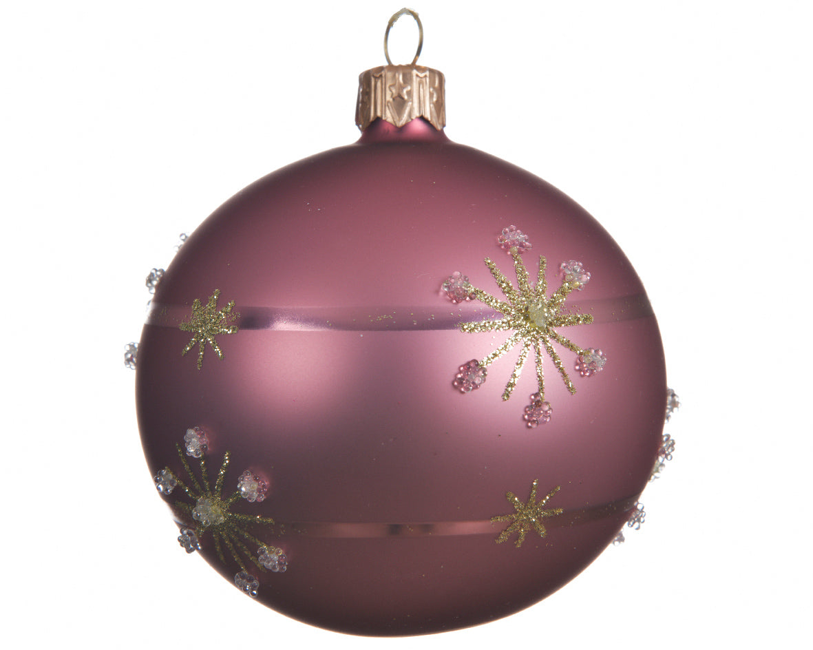Sfera natalizia in vetro diametro 8 cm con decorazioni oro e perle per albero di Natale - DeMatteis.it