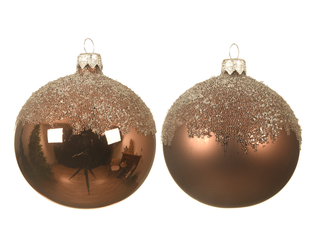 Palla di Natale diametro 8 cm Walnut Top glitterato per decorazioni natalizie - DeMatteis.it