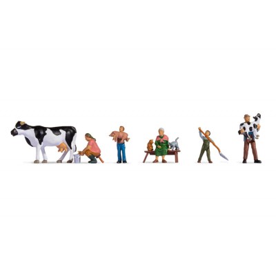 Set Personaggi Della Fattoria Noch con figurine di contadini e animali per modellismo ferroviario - DeMatteis.it