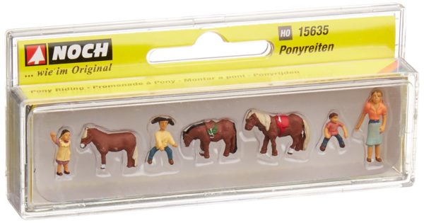Pony e Bambini Set Noch modellini per diorami e plastici ferroviari con figure umane e cavalli - DeMatteis.it