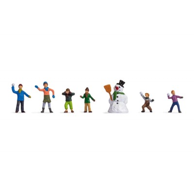 Set Bambini Con Pupazzi Di Neve Noch figure in miniatura per modellismo con personaggi invernali - DeMatteis.it