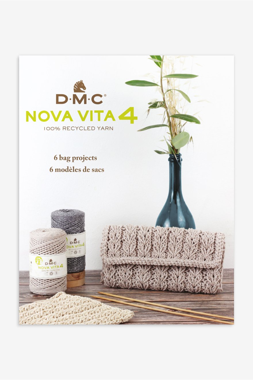 Book Dmc Nova Vita 4 100% Recycled Yarn Bag: Borsa in filato riciclato al 100% con manici resistenti per trasportare con comodità gomitoli e progetti di lavorazione a maglia o uncinetto. | Dematteis.it