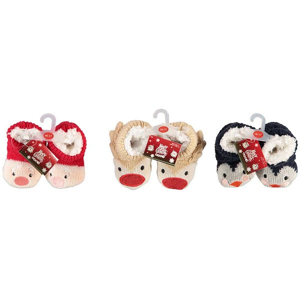 Pantofole a maglia natalizie per bambini con decorazioni renna in tre varianti colore - DeMatteis.it