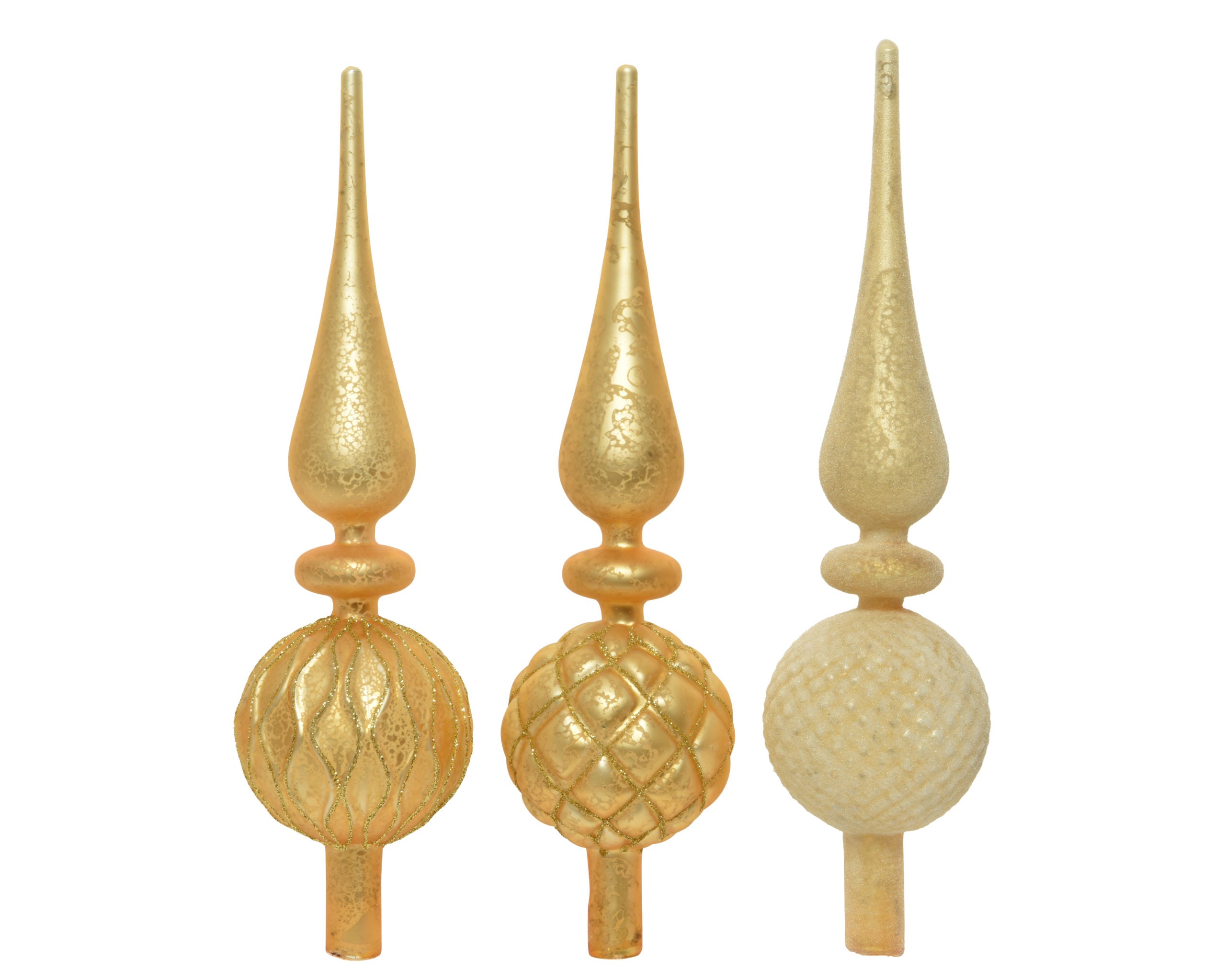 Puntale vetro per albero di Natale dorato decorativo 31 cm di altezza con base sferica - DeMatteis.it