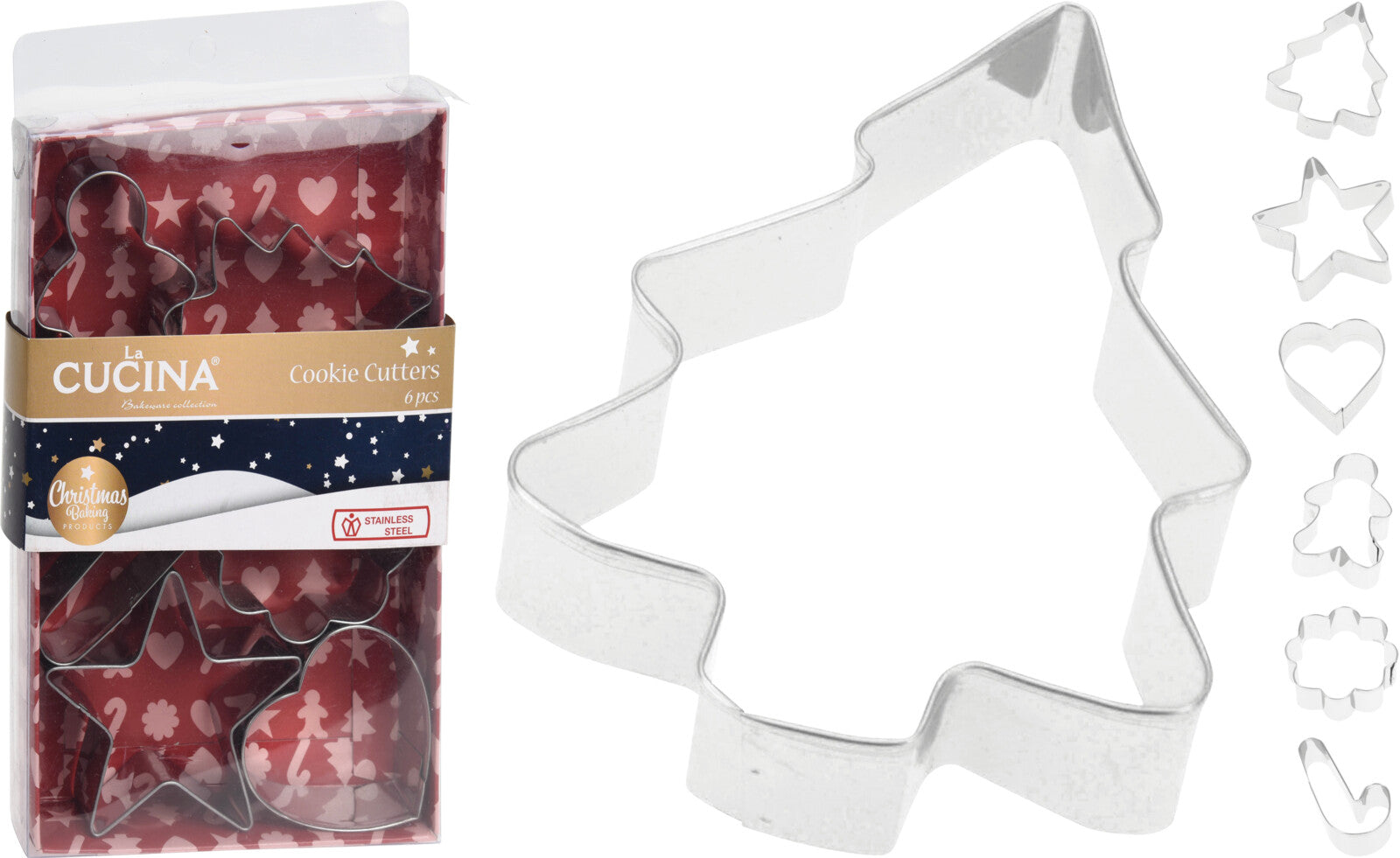 Set 6 Forme Biscotti Natale La Cucina in acciaio inox per dolci natalizi con forme assortite - DeMatteis.it