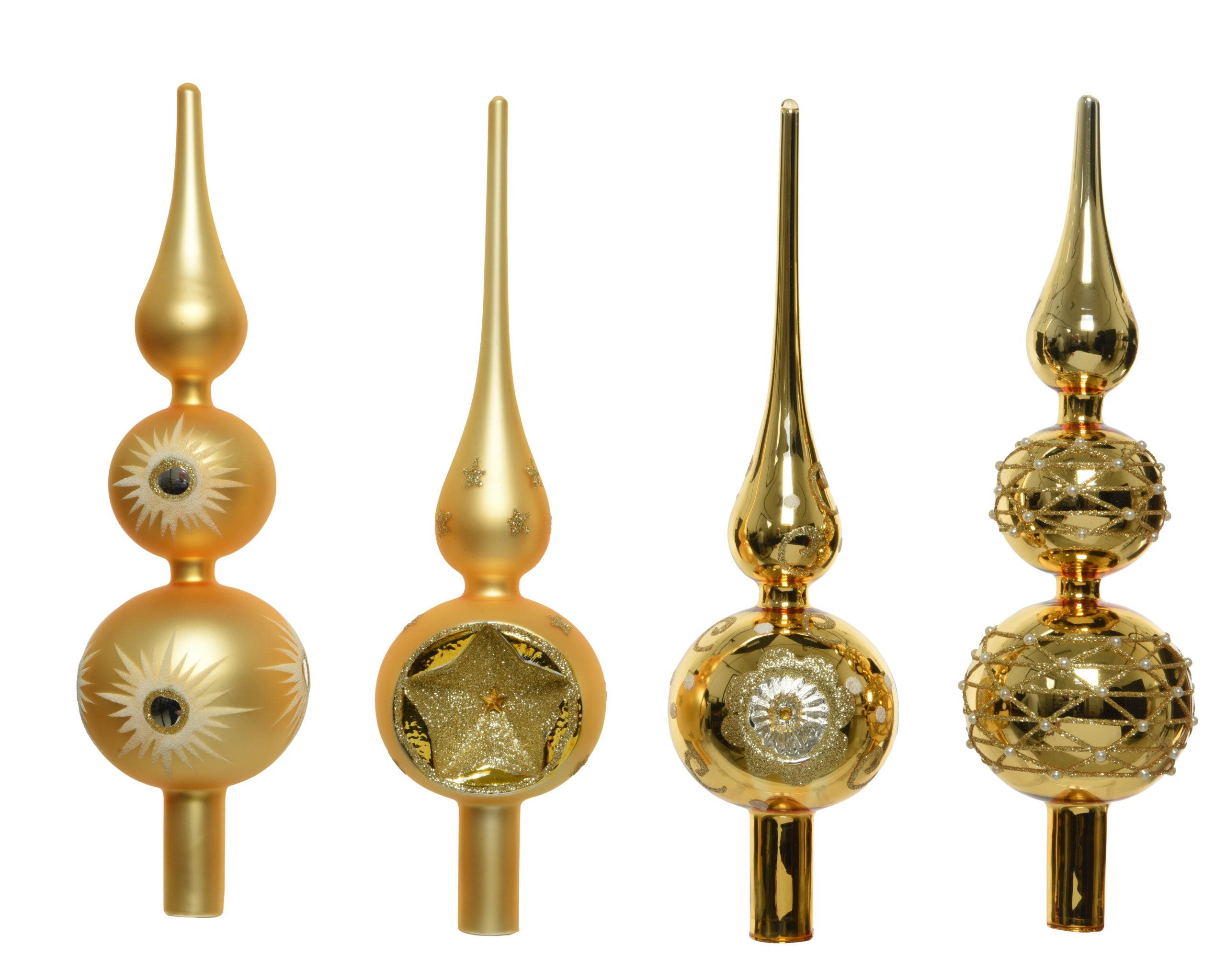 Puntale vetro per albero di Natale oro diametro 8 cm altezza 31 cm decorazione natalizia - DeMatteis.it