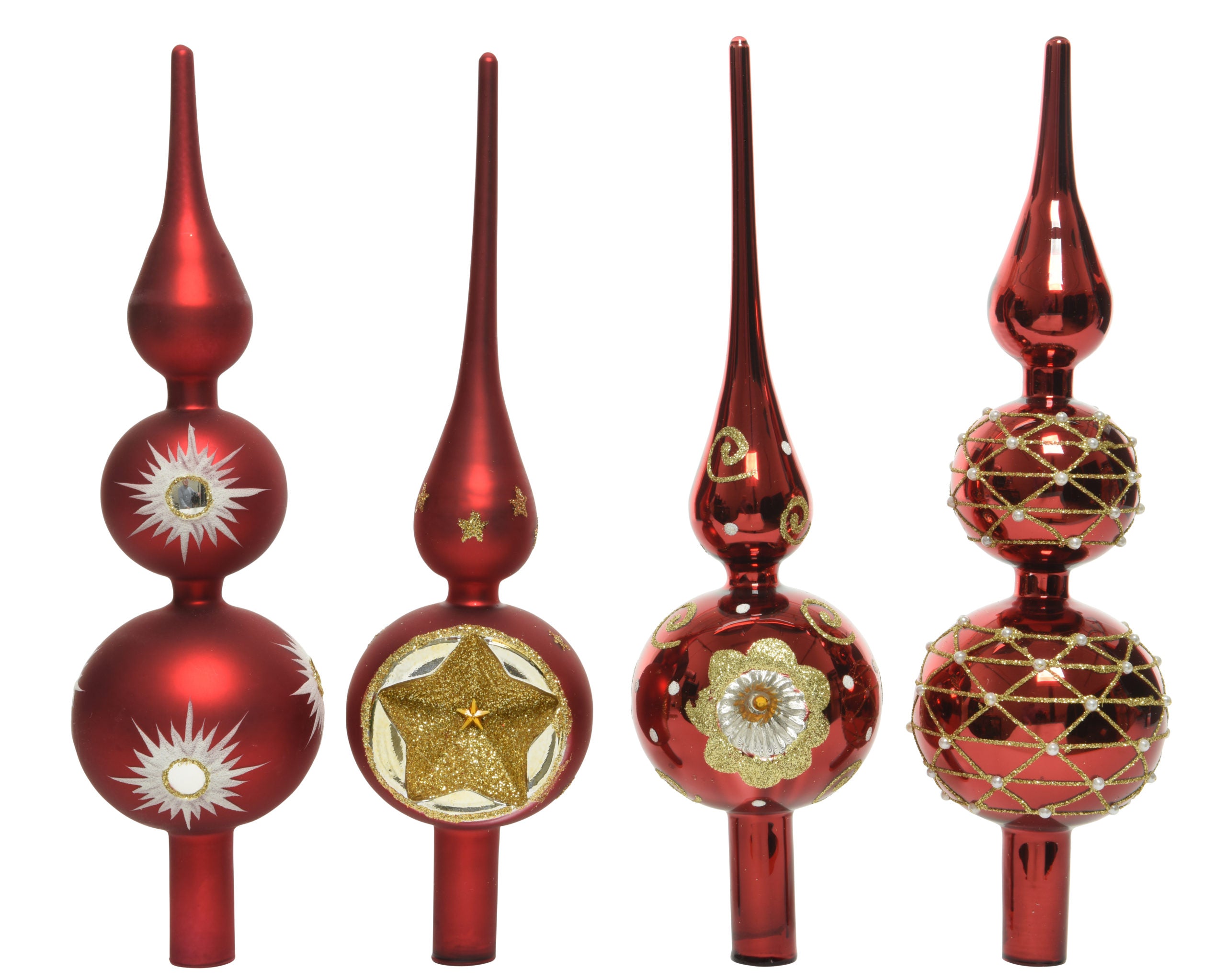 Puntale vetro per albero di Natale decorativo con finiture oro diametro 8 cm altezza 31 cm - DeMatteis.it