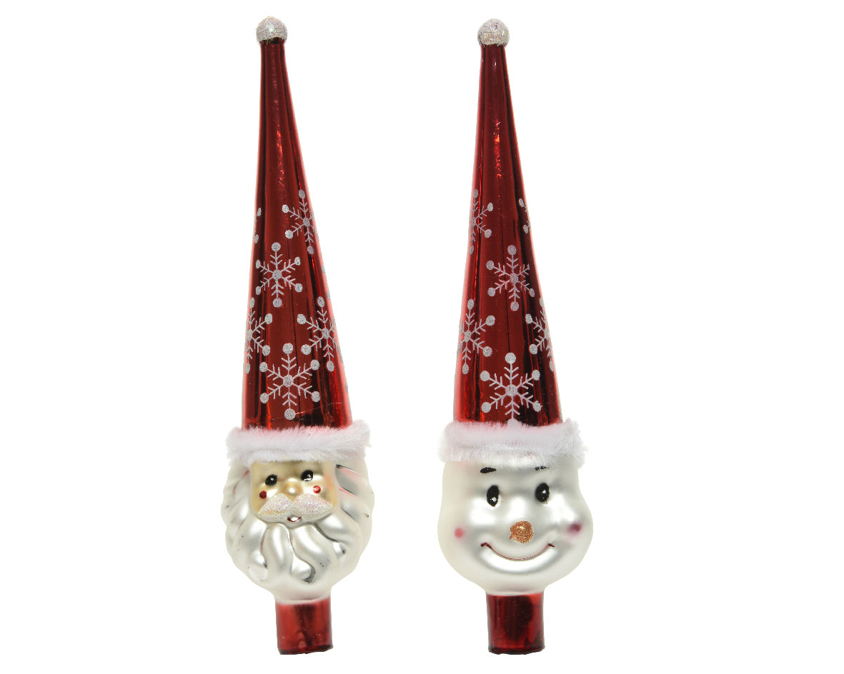Puntale vetro rosso per albero di Natale con figura natalizia 30 cm decorazione festiva - DeMatteis.it