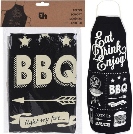 Grembiule Nero Cotone Per Bbq