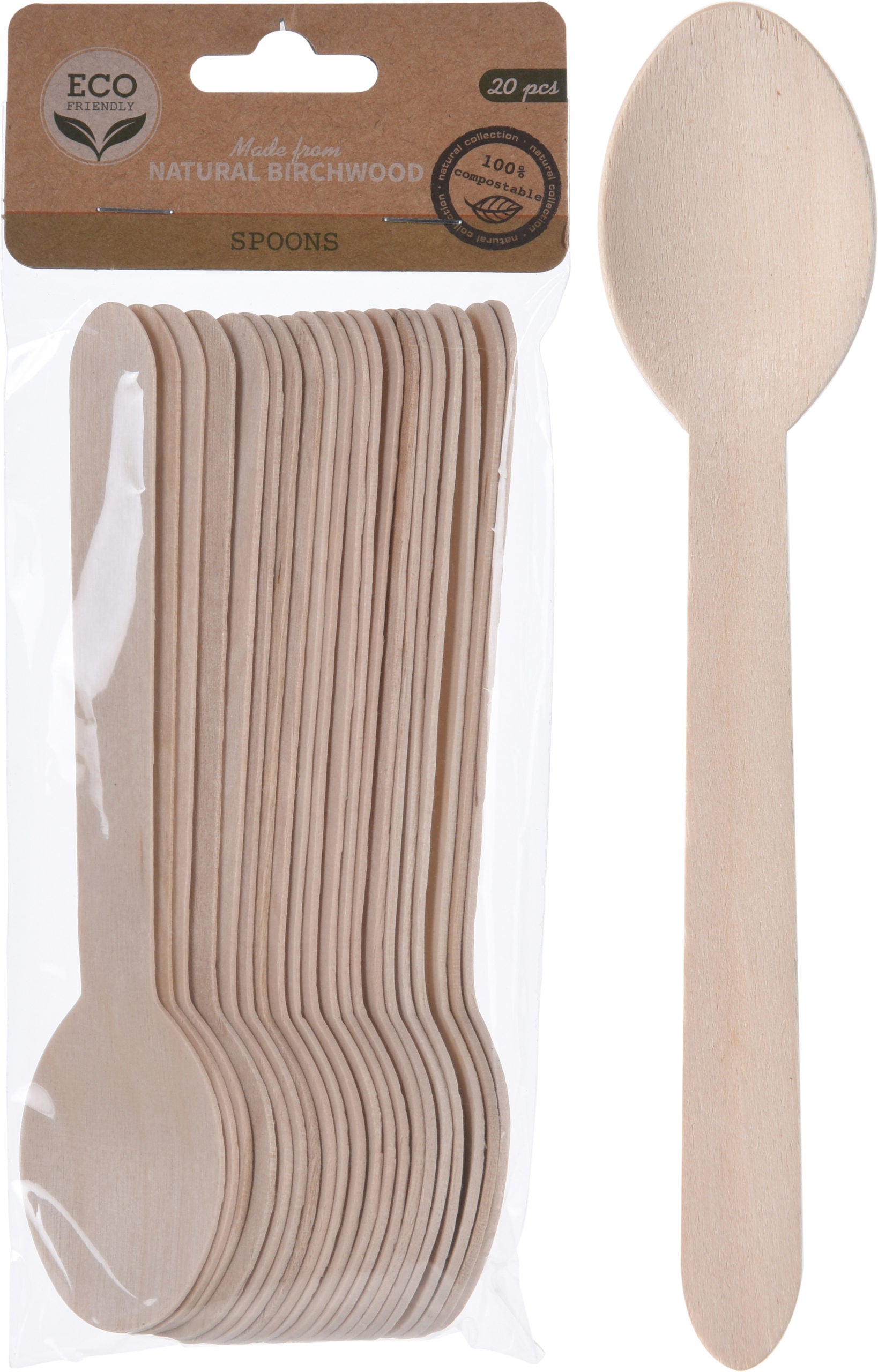 Set 20 Cucchiai Legno 16 Cm
