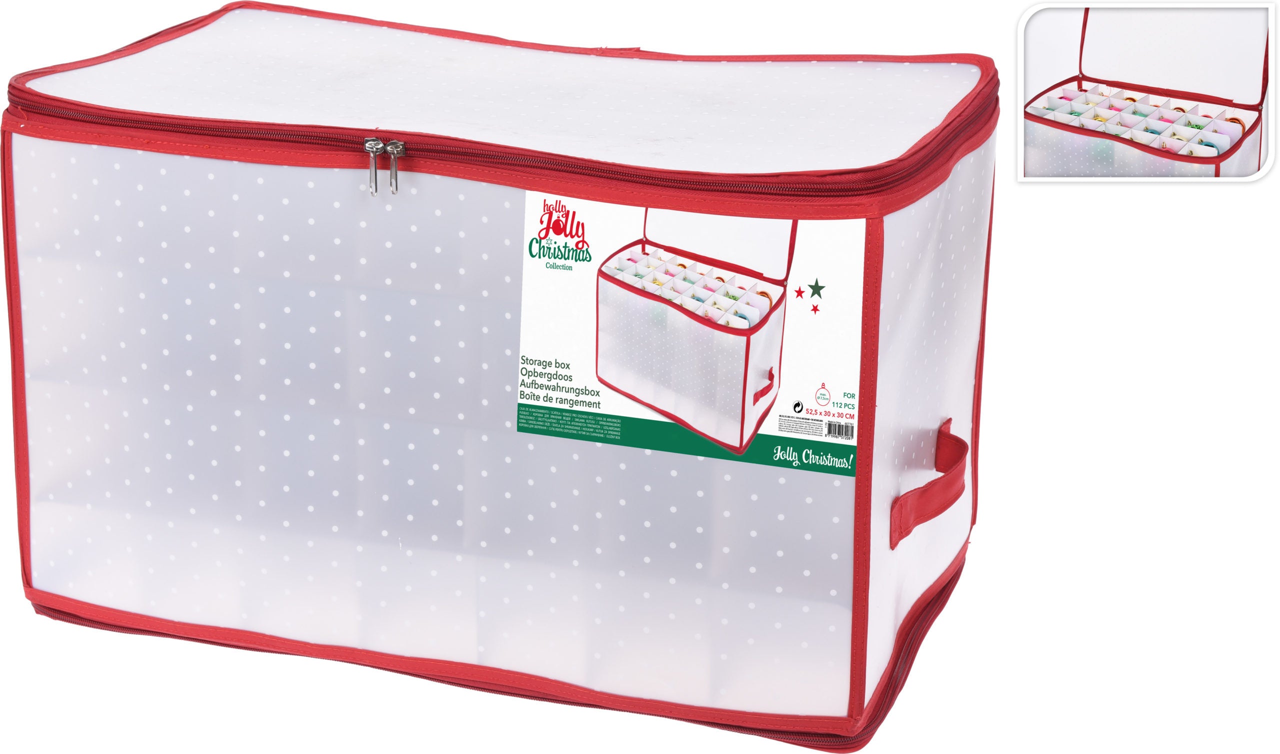 Scatola contenitrice per palline natalizie con cerniera e scomparti organizzatori per decorazioni - DeMatteis.it