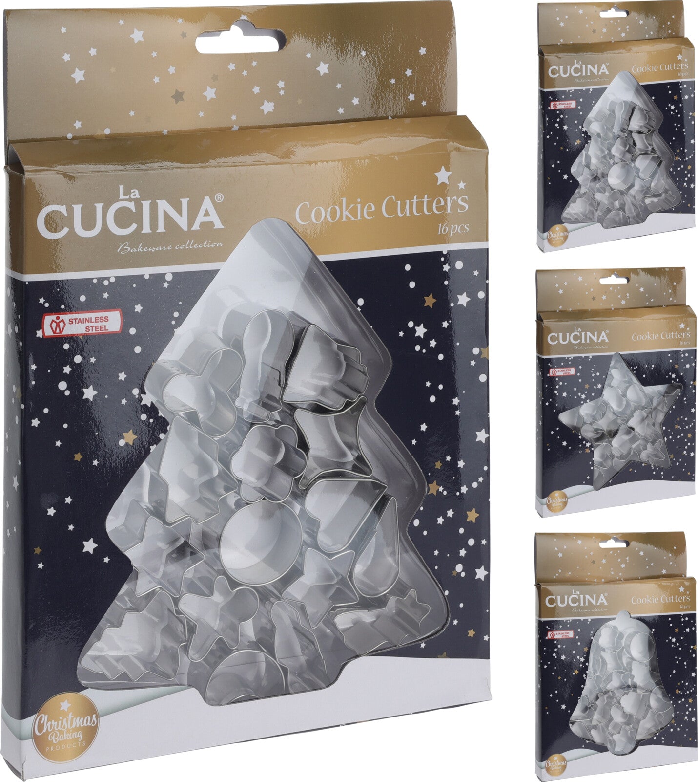 Set 16 Formine Biscotti Inox La Cucina per dolci natalizi in acciaio inossidabile - DeMatteis.it