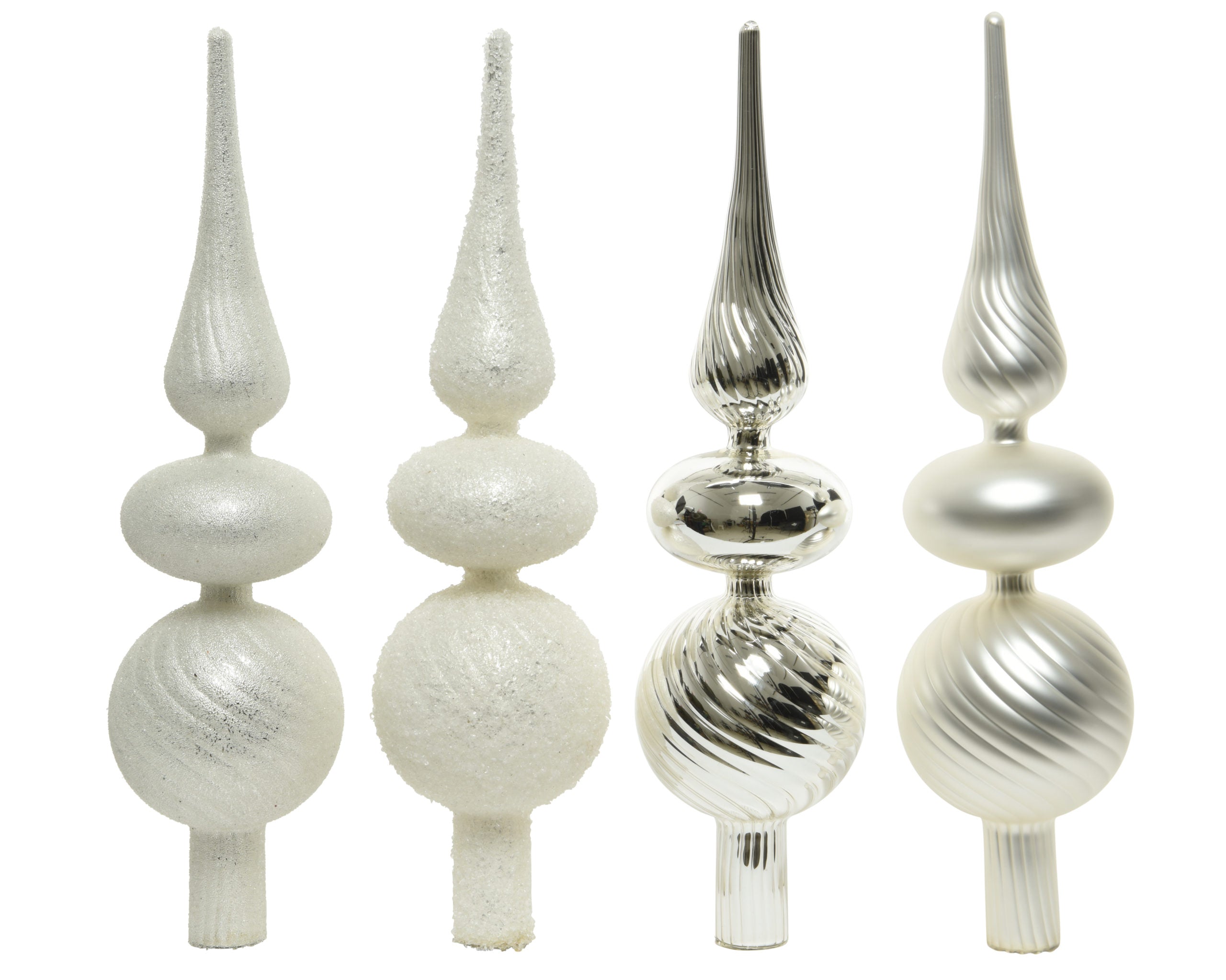 Puntale vetro bianco silver per albero di Natale diametro 8 cm altezza 32 cm decorazione natalizia - DeMatteis.it