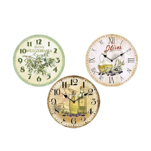 Orologio Legno Mdf D 34 Cm Olive