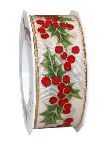 Nastro Bristol 40 mm x 20 ml decorativo con motivo natalizio per confezioni regalo e decorazioni - DeMatteis.it