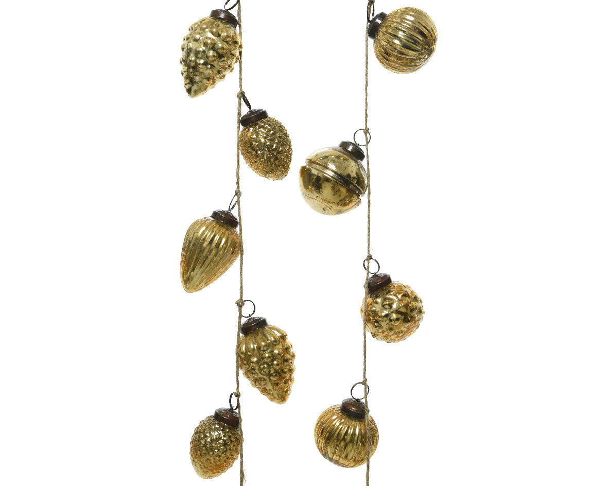 Ghirlanda decorativa natalizia con pigne e sfere oro lunghezza 120 cm per addobbi festivi - DeMatteis.it