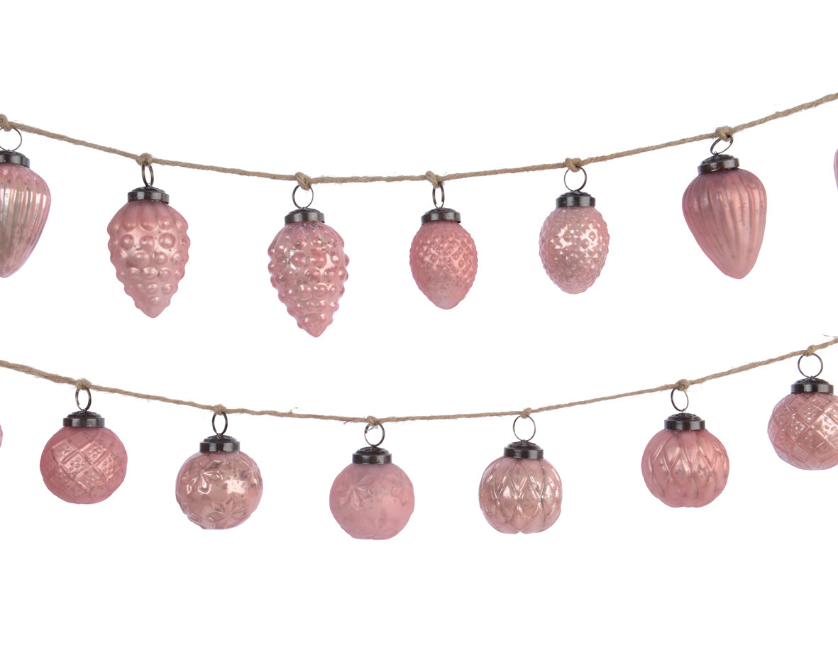 Ghirlanda Pendenti Rosa Vetro 120 cm decorazione natalizia con ornamenti in vetro soffiato - DeMatteis.it