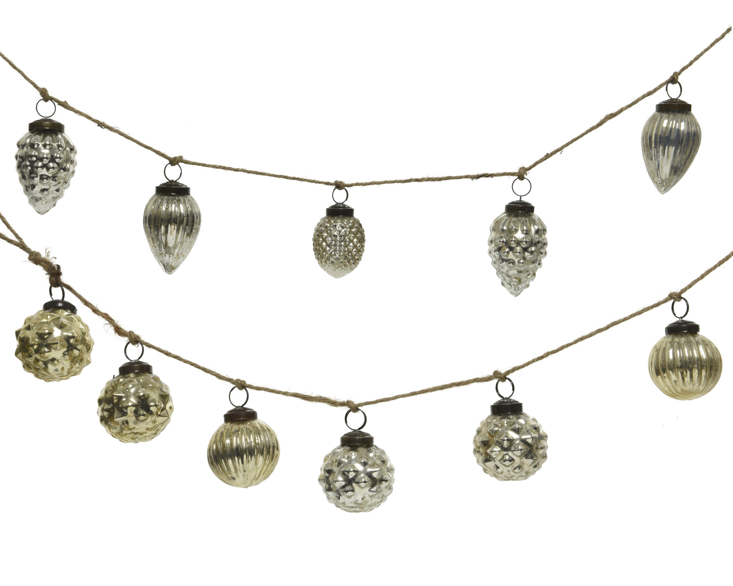 Ghirlanda decorativa natalizia con pigne e sfere in vetro oro argento 120 cm per addobbi festivi - DeMatteis.it