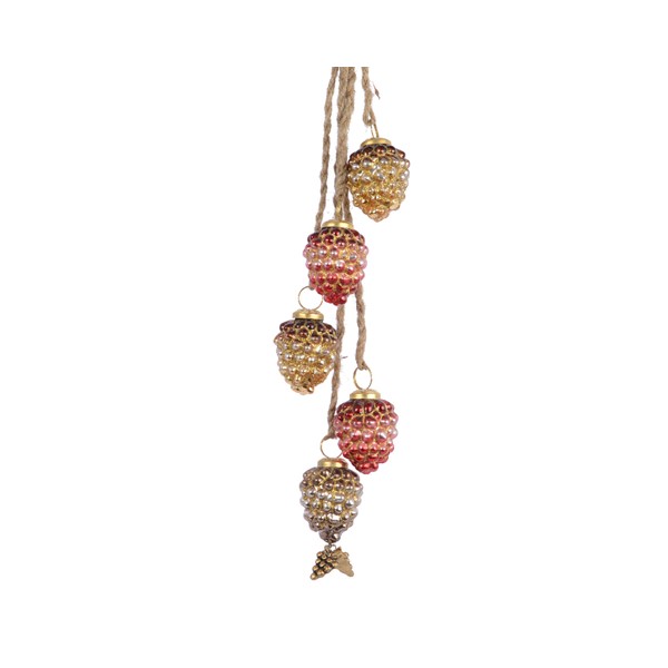 Pendente Pigne Vetro 46 cm decorazione natalizia sospesa in vetro soffiato con corda - DeMatteis.it