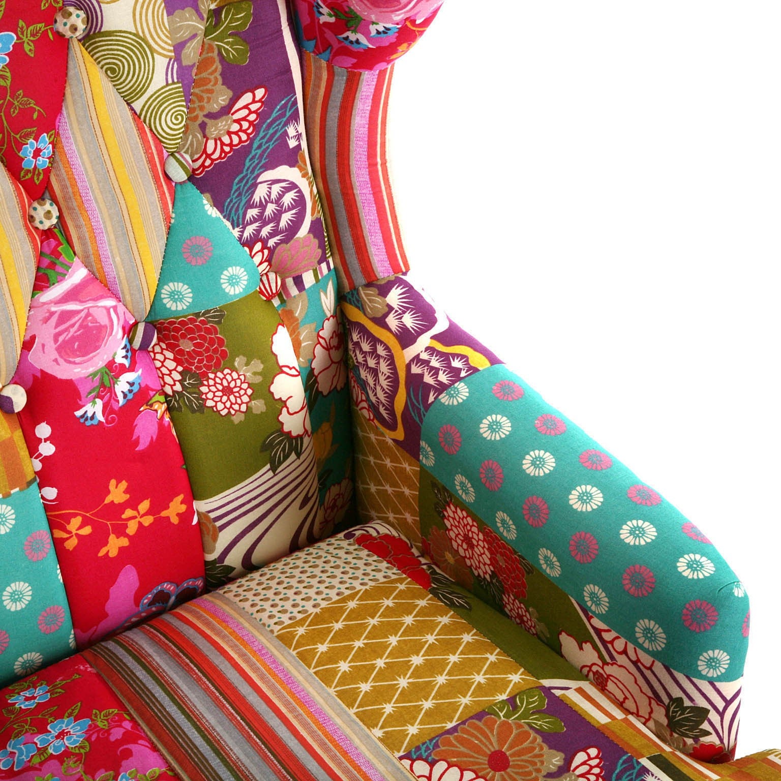 Poltrona Patchwork Rosa Tessuto Fiori