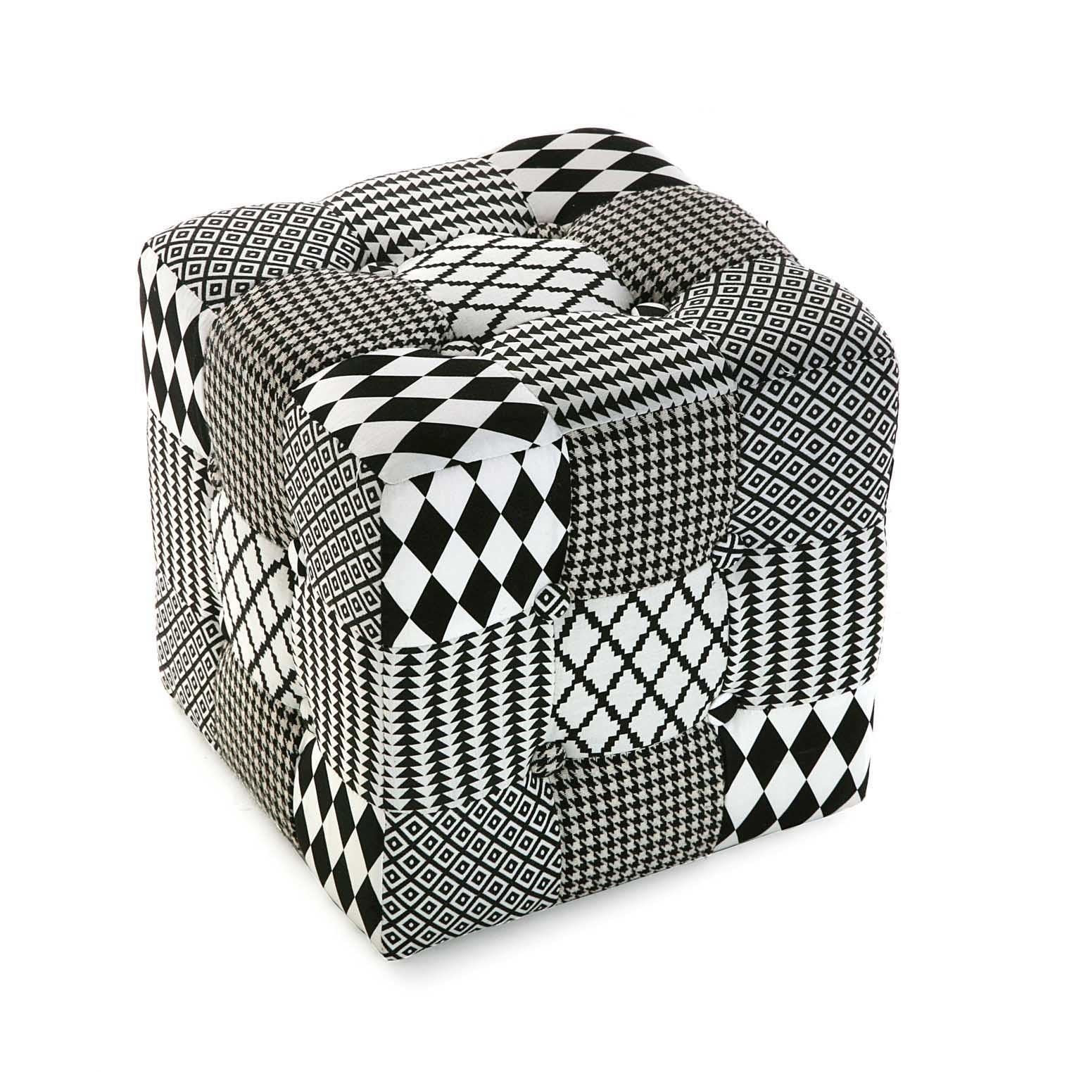 Sgabello Cube Quadrato Geometrico Bianco Nero