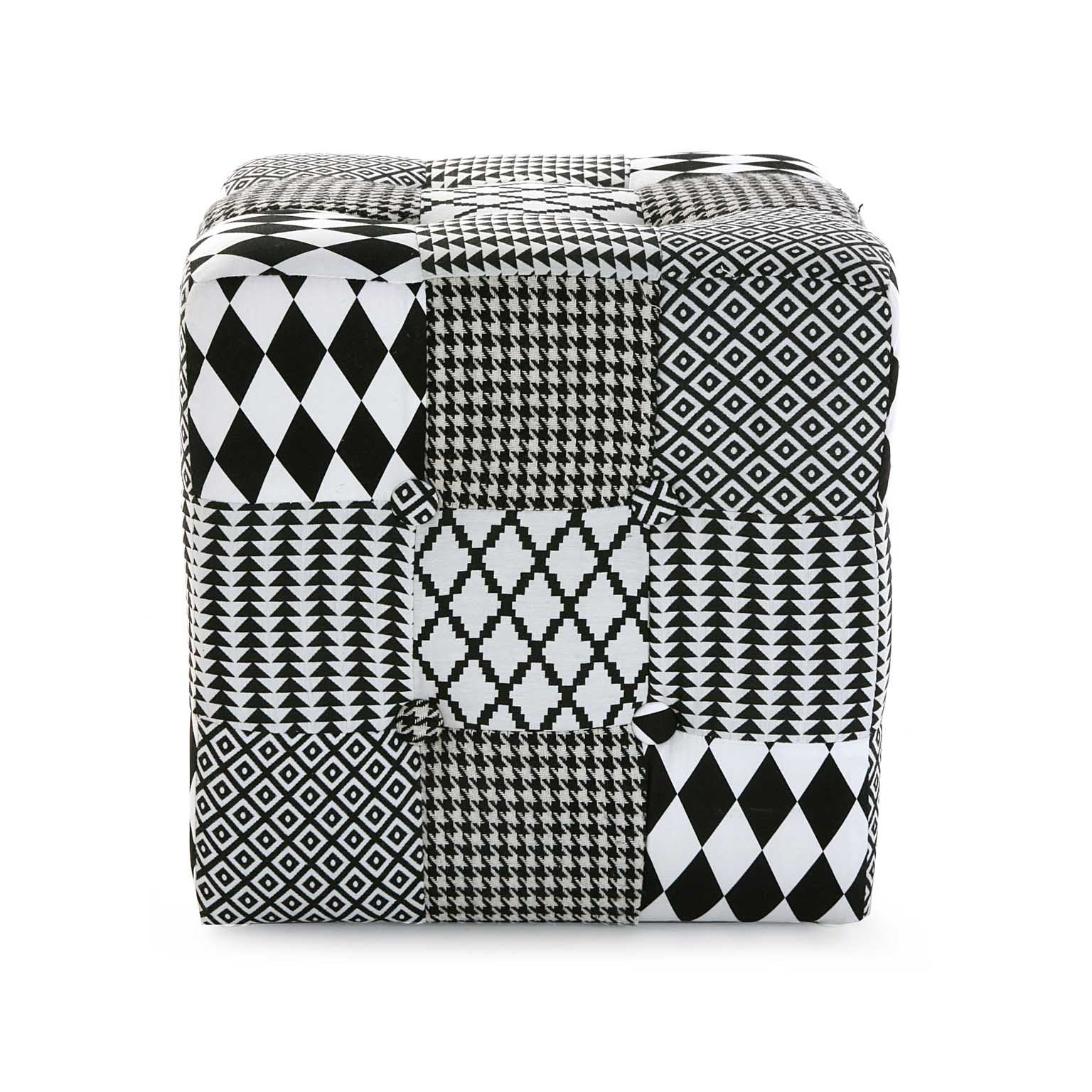 Sgabello Cube Quadrato Geometrico Bianco Nero