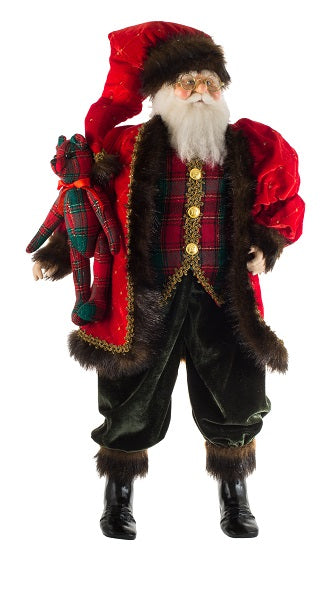 Babbo Natale decorativo in stile tartan alto 68 cm per addobbi natalizi - DeMatteis.it
