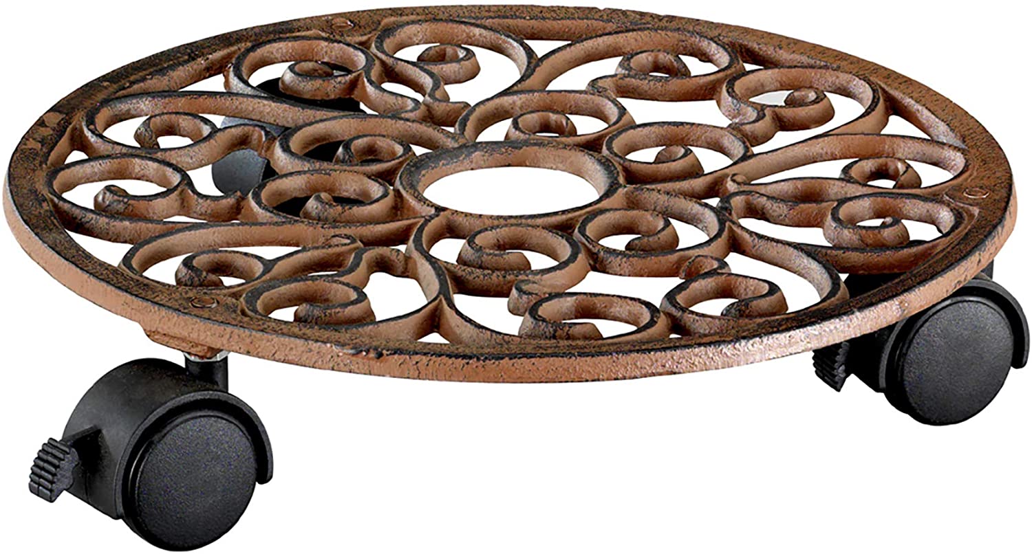Carrello Per Piante Ghisa Color Rame D28 Cm 60 Kg