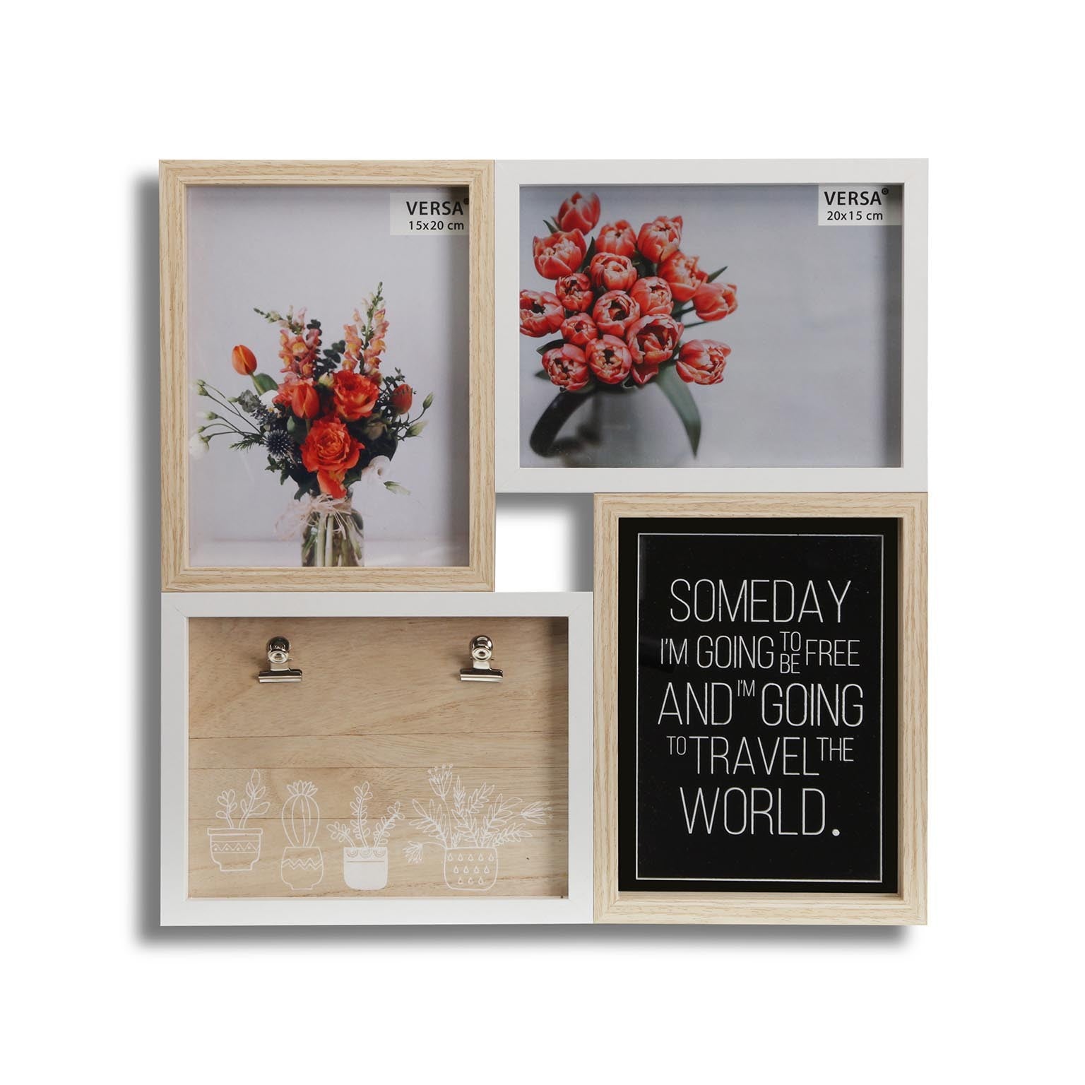 Portafoto Multiplo Quattro Posti Legno