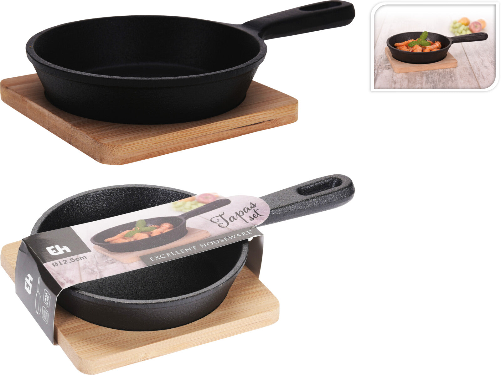 Padella Tapas Base Bambu 12 Cm