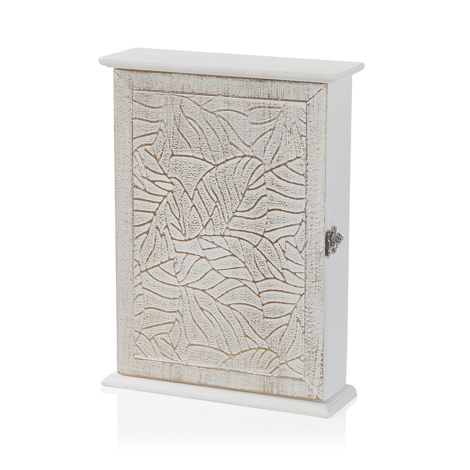 Cassetta Portachiavi Legno Decoro Bianco