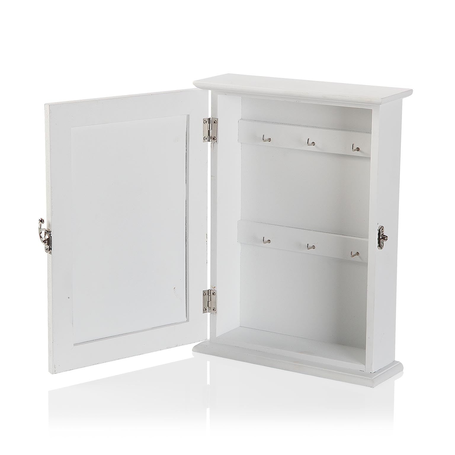 Cassetta Portachiavi Legno Decoro Bianco