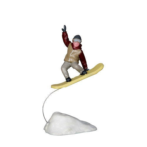 Trickster Lemax figurina decorativa snowboarder per villaggio natalizio con rampa da neve - DeMatteis.it