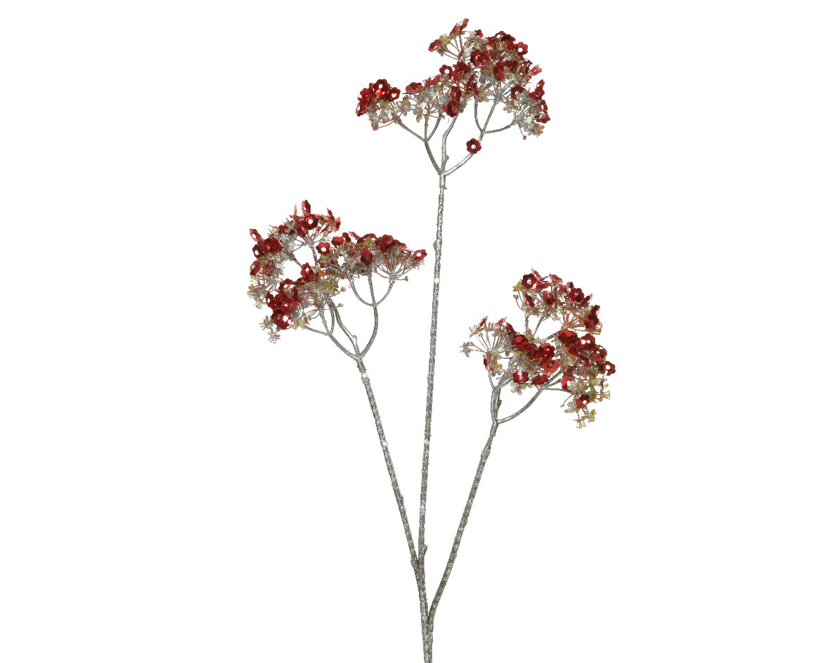 Ramo Fiori Rossi Finitura Oro 62 cm per decorazione floreale artificiale - DeMatteis.it