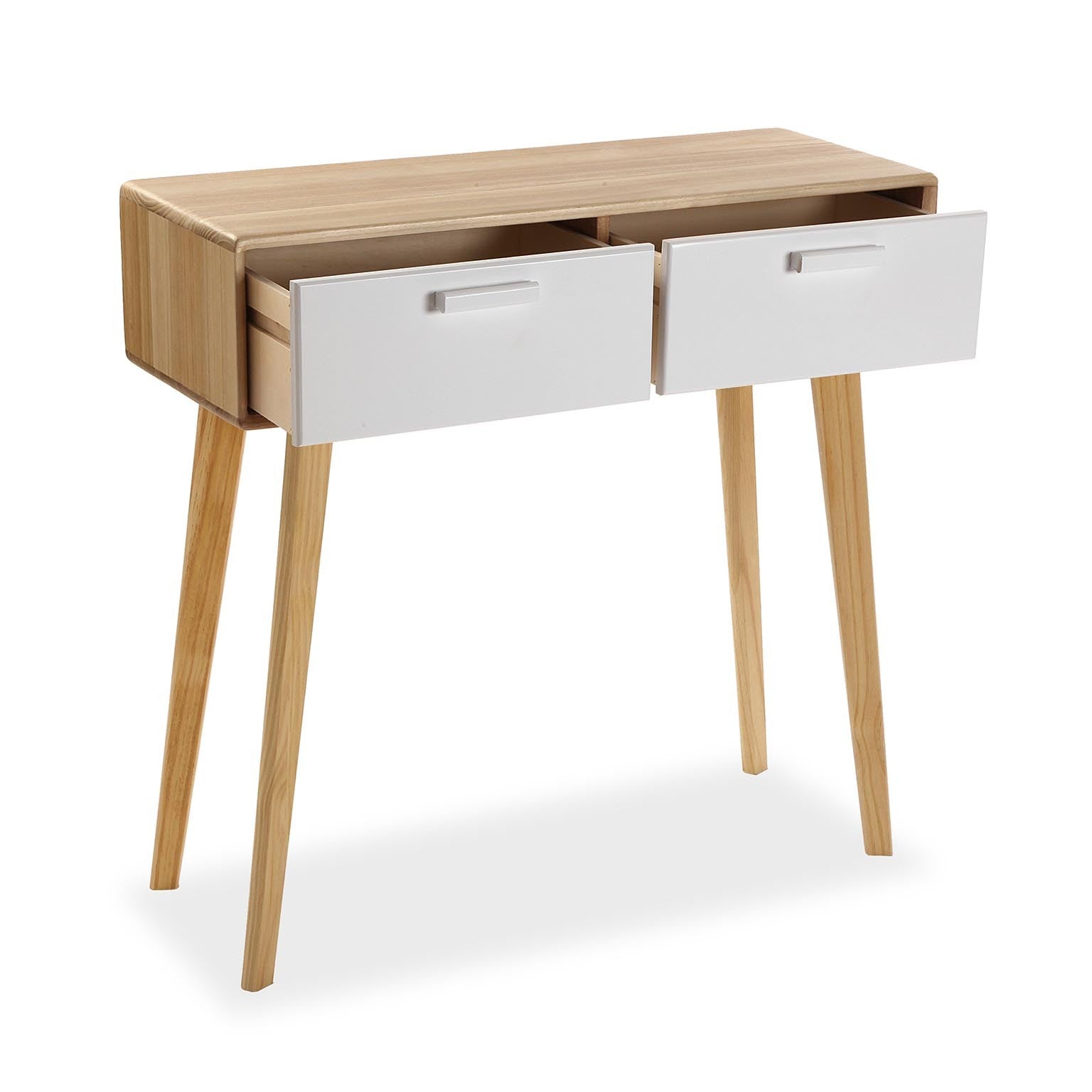 Tavolo Entrata Nordic Bianco Due Cassetti