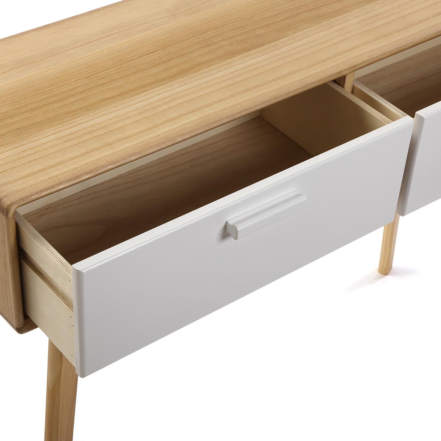 Tavolo Entrata Nordic Due Cassetti Bianchi