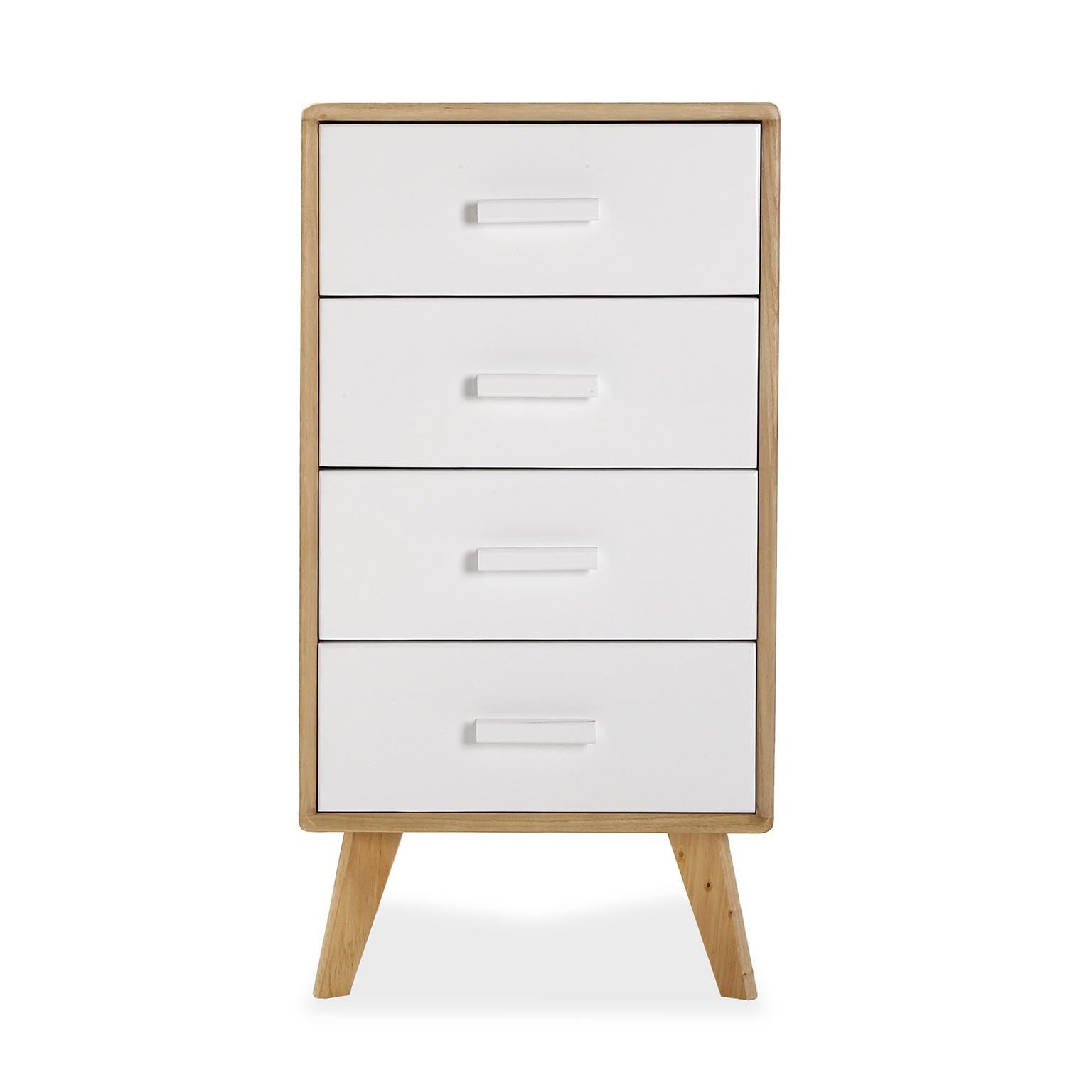 Comodino Nordic Bianco Quattro Cassetti